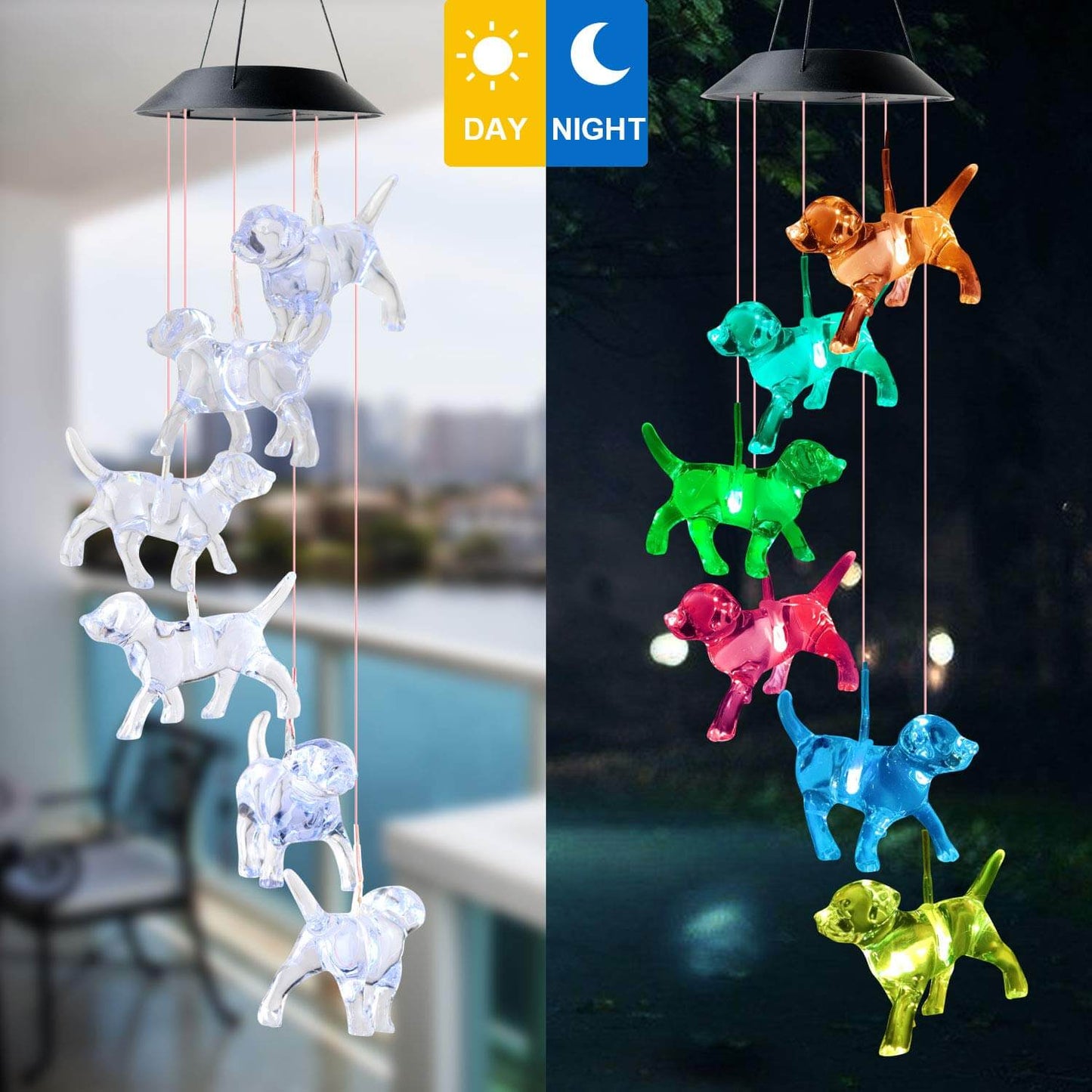 Solar Dog Wind Chime Light